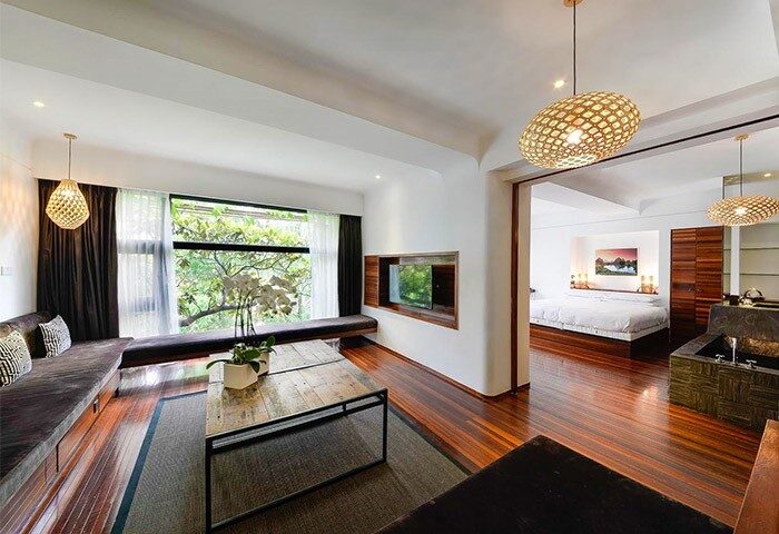 URBN Boutique Shanghai hotel room. Gay-friendly hotel with modern design, wood floors, and a view. Great for gay travel in Shanghai.