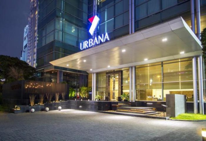 Urbana Sathorn Bangkok entrance. Gay-friendly hotel in Sathorn, Bangkok. Modern architecture, welcoming ambiance. Perfect for gay travelers in Bangkok.