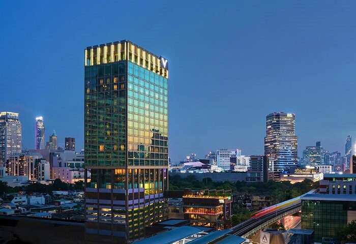 VIE Hotel Bangkok MGallery, a gay-friendly hotel. Features modern architecture, city views, and is conveniently located near public transit.