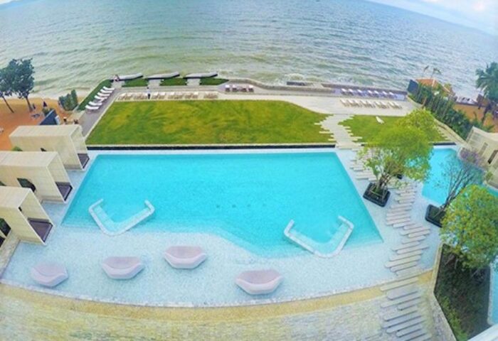 Veranda Resort Pattaya MGallery pool view. Gay-friendly hotel with beach access, lawn, and modern design. Perfect for gay travel in Pattaya.