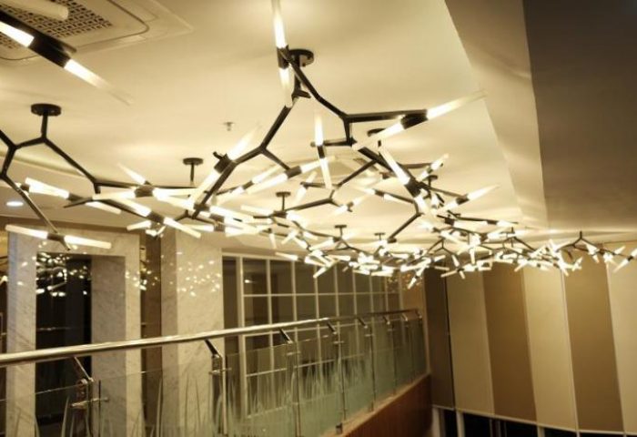 Verse Luxe Hotel Wahid Hasyim's modern lighting. This gay-friendly hotel offers stylish decor & a welcoming atmosphere for gay travelers.