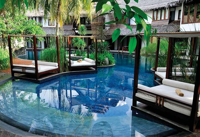 Villa Samadhi by Samadhi: Gay-friendly hotel pool with daybeds. Tropical garden setting. Perfect for gay men's travel and relaxation.
