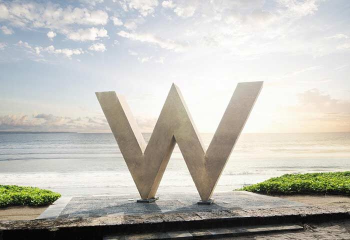 W Bali Seminyak's iconic W sculpture by the sea. A gay-friendly hotel with luxury accommodations and stunning ocean views.