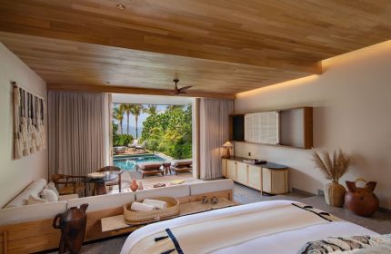W Punta de Mita gay-friendly hotel room. Luxury suite with private pool, ocean view. Stylish design, perfect for gay travelers.