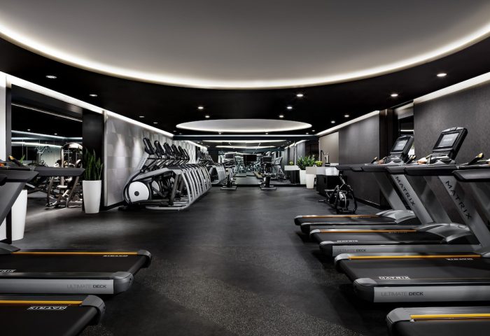 W Toronto gay-friendly hotel gym. Treadmills and elliptical machines in a modern, well-lit fitness center. Hotel gym for gay travelers.