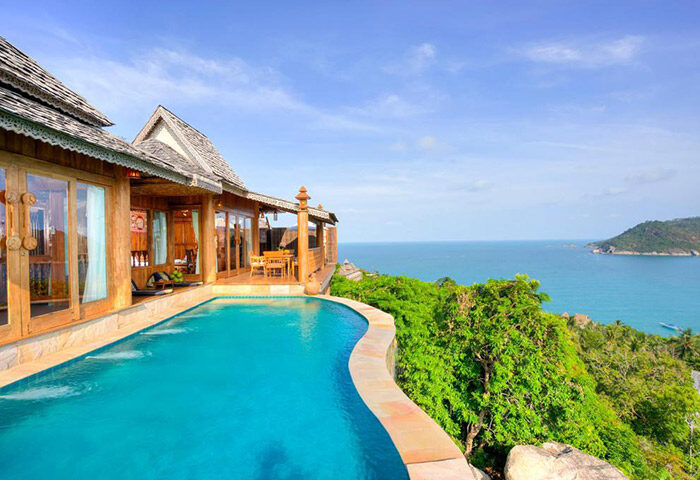 Santhiya Koh Phangan Resort & Spa private infinity pool villa. Perfect for a gay honeymoon. Tropical island getaway with ocean view.