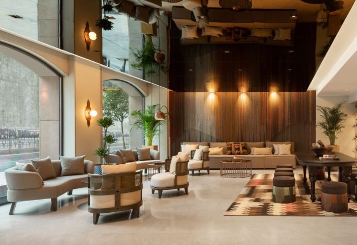 Burdock Hotel Istanbul, Autograph Collection lobby. Stylish seating area, modern design. Gay-popular hotel meet Istanbul.