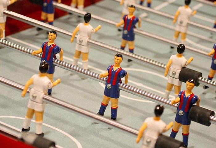 Foosball table at Generator Barcelona, a stylish gay-friendly hostel. Enjoy bar parties and games at this top Barcelona hotel.