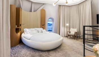 Hotel Century Old Town Prague MGallery room. Round bed, modern design. Most booked hotel among gay travelers. Prague travel advice.