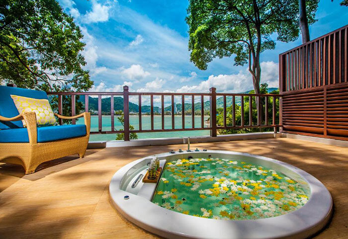 Amari Phuket gay hotel: Patong Beach view from a jacuzzi on a private balcony. Thailand travel for gay men, Instagram-perfect vacation.