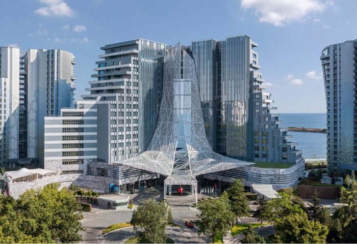 JW Marriott Hotel Istanbul Marmara Sea: Exterior view of the luxury hotel, a gay-friendly destination with modern architecture and sea views.