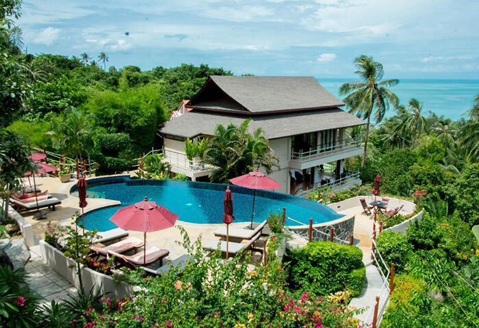 Koh Phangan Pavilions: Gay-friendly hotel with pool, sunbeds, and ocean view. Popular destination for gay men travelers. Tropical paradise.