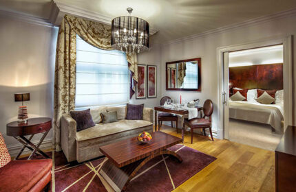 Luxury suite at The Grand Mark Prague, a leading gay-friendly 5-star hotel in Prague City Center. Affordable elegance for gay travelers.
