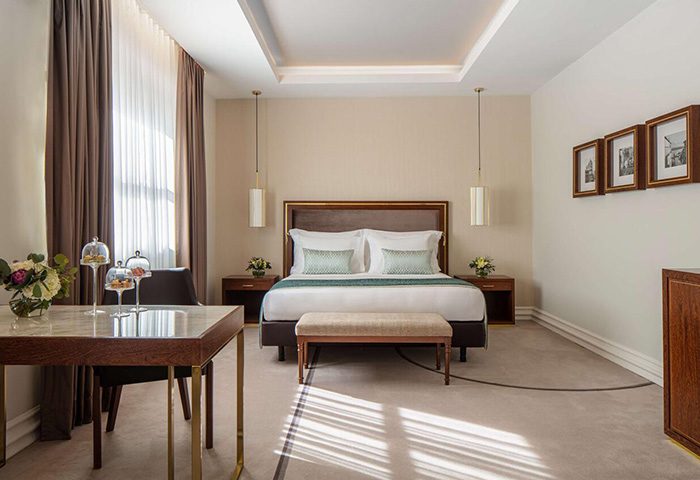 Tivoli Avenida Liberdade hotel room, Lisbon. Honeymoon suite at the Leading Hotels of the World, perfect for gay travel in Lisbon.