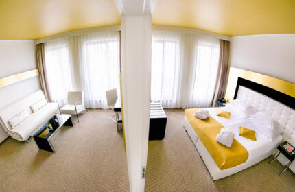 Grandior Hotel Prague room: modern design, bright space. A top gay hotel near Prague's gay nightlife in the city center.