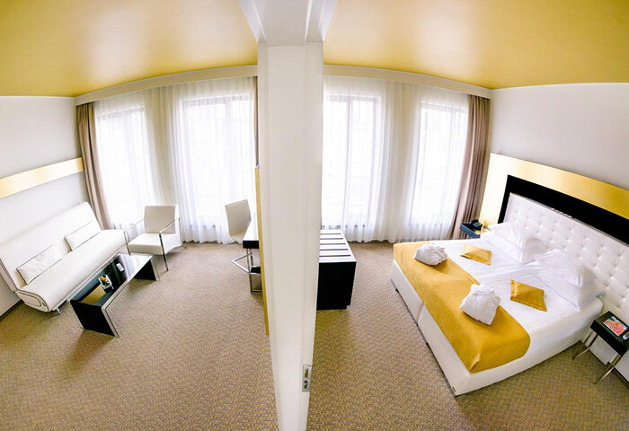 Grandior Hotel Prague room: modern design, bright space. A top gay hotel near Prague's gay nightlife in the city center.