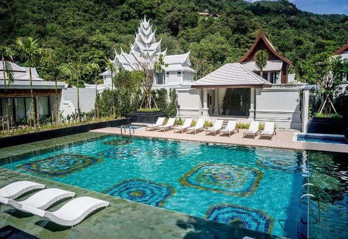 InterContinental Phuket Resort pool view. Gay beachfront hotel with Instagram-perfect design and relaxing atmosphere. Thailand travel.