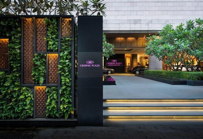 Crowne Plaza Bangkok Lumpini Park entrance. A luxury hotel in Bangkok, Thailand. Great gay honeymoon destination. Number one rated hotel.