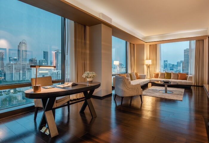 VIE Hotel Bangkok Executive Suite: Honeymoon couples enjoy city views from this gay-friendly hotel. Modern decor, workspace, and lounge area.