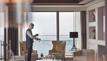 Luxury Istanbul hotel room at Raffles for gay honeymoon. Butler service, city view. Number one choice for gay couples' travel.
