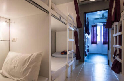 Bunk beds at The Beach Hostel, Ao Nang. Gay hostel for slumber party. Clean, modern design. Perfect for gay men's travel in Thailand.
