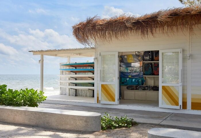 Beachfront gear storage at The Standard, Hua Hin. Surfboards and kitesurfing equipment available. Perfect gay-friendly hotel near Bangkok.