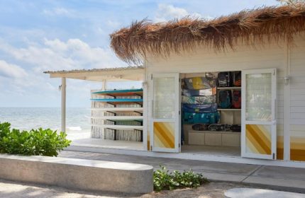 Beachfront gear storage at The Standard, Hua Hin. Surfboards and kitesurfing equipment available. Perfect gay-friendly hotel near Bangkok.