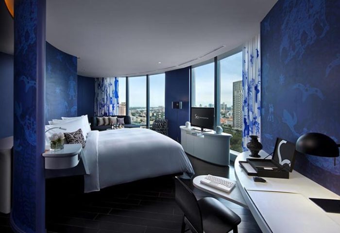 SO Sofitel Bangkok hotel room. Gay-friendly travel destination with city views, modern design, and luxurious amenities. Popular choice for gay travelers.