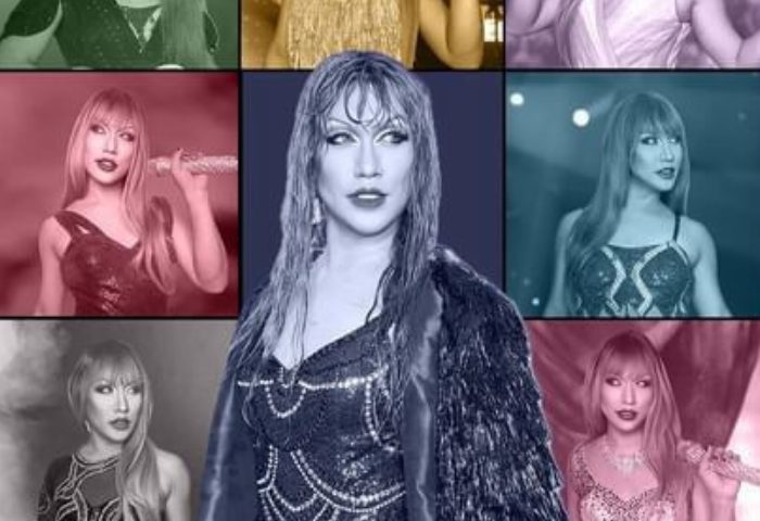 Taylor Shet, The Erase Tour Singapore Brunch Party. Drag queen performer in colorful, stylized promo image. Gay travel event.