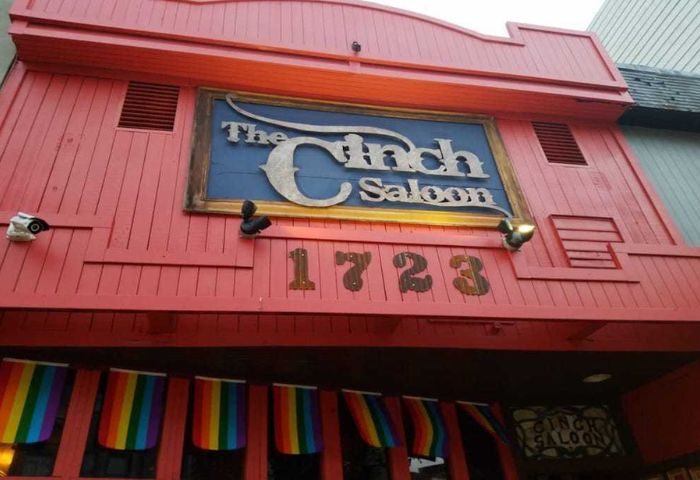 The Cinch Saloon in San Francisco. Gay bar with rainbow flags. Travel advice for gay men visiting the Castro District, CA. #gaytravel