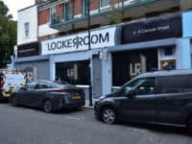 The Locker Room gay sauna exterior. A popular gay sauna in London, UK. Features a modern facade and street view. Gay travel advice.