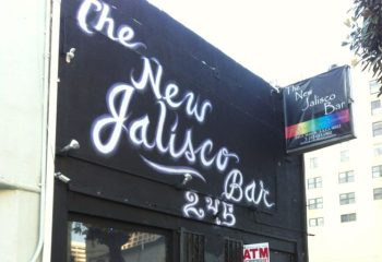 The New Jalisco Bar location. Gay bar front with rainbow flag. Jalisco Bar is a popular gay travel destination.