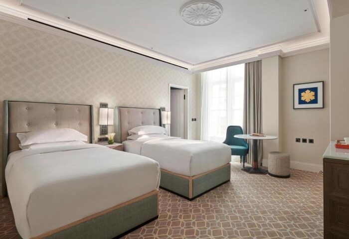 Great Scotland Yard Hotel, a top luxury gay-friendly hotel in London. Twin beds, stylish decor, and modern amenities for gay travelers.