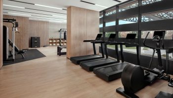 JW Marriott Hotel Istanbul Marmara Sea gym. Treadmills, weight machines, and punching bag. Luxury beachfront hotel for gay travelers.