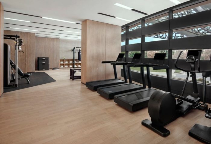 JW Marriott Hotel Istanbul Marmara Sea gym. Treadmills, weight machines, and punching bag. Luxury beachfront hotel for gay travelers.