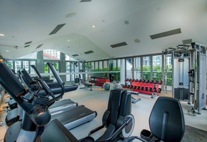M Social Singapore's gym, a wellness gay hotel. Treadmills, weights, and fitness equipment. A great place for gay men to stay in Singapore.