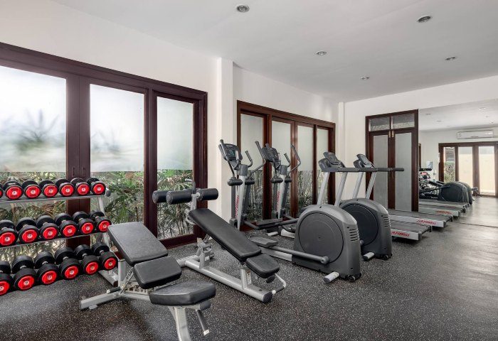 SAii Koh Samui Villas gym. Fitness center with weights, treadmills, and exercise equipment. Perfect for gay men's travel and wellness.