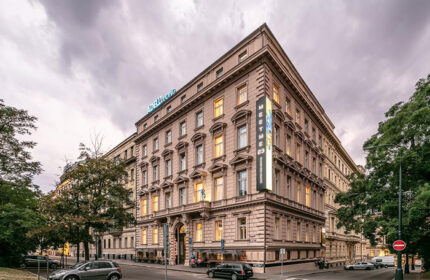 MeetMe23 hotel in Prague's Vinohrady district. A popular gay party hotel, often booked for its central location and vibrant atmosphere.